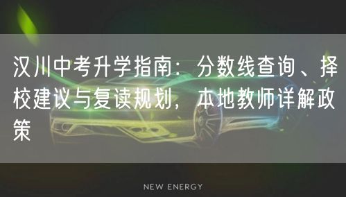 汉川中考升学指南：分数线查询、择校建议与复读规划，本地教师详解政策