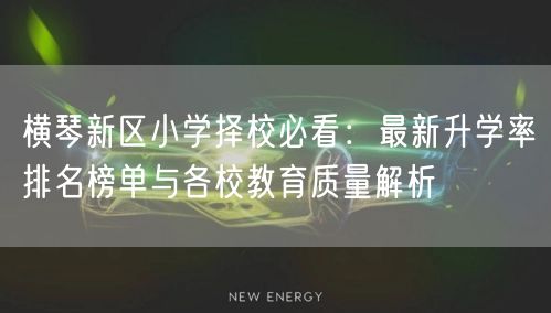 横琴新区小学择校必看：最新升学率排名榜单与各校教育质量解析