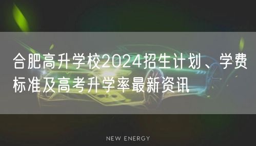 合肥高升学校2024招生计划、学费标准及高考升学率最新资讯