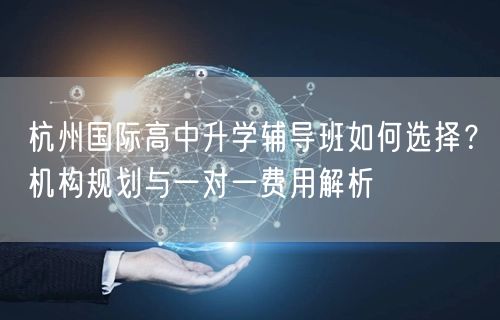 杭州国际高中升学辅导班如何选择？机构规划与一对一费用解析