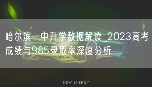 哈尔滨一中升学数据解读_2023高考成绩与985录取率深度分析