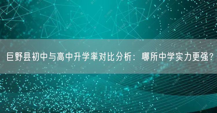 巨野县初中与高中升学率对比分析：哪所中学实力更强？