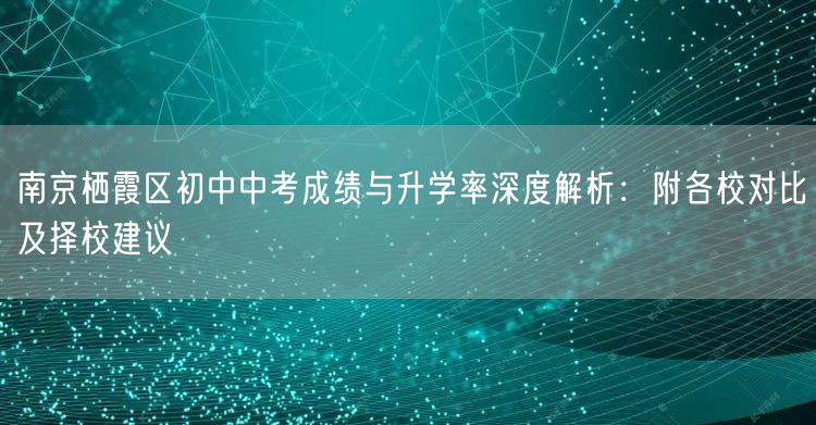 南京栖霞区初中中考成绩与升学率深度解析:附各校对比及择校建议 南京栖霞区初中中考成绩与升学率深度解析:附各校对比及择校建议