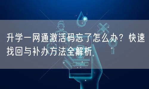 升学一网通激活码忘了怎么办?快速找回与补办方法全解析 升学一网通激活码忘了怎么办?快速找回与补办方法全解析
