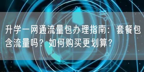 升学一网通流量包办理指南:套餐包含流量吗?如何购买更划算? 升学一网通流量包办理指南:套餐包含流量吗?如何购买更划算?