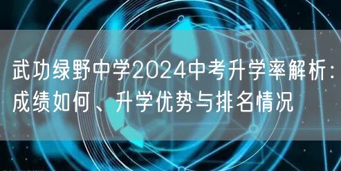 武功绿野中学2024中考升学率解析:成绩如何、升学优势与排名情况 武功绿野中学2024中考升学率解析:成绩如何、升学优势与排名情况
