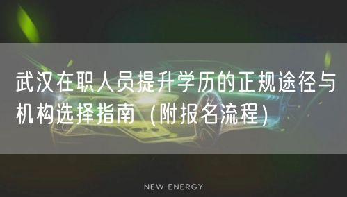 武汉在职人员提升学历的正规途径与机构选择指南(附报名流程) 武汉在职人员提升学历的正规途径与机构选择指南(附报名流程)