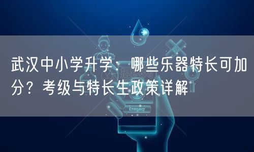 武汉中小学升学:哪些乐器特长可加分?考级与特长生政策详解 武汉中小学升学:哪些乐器特长可加分?考级与特长生政策详解
