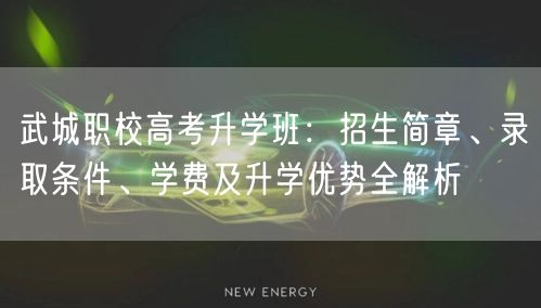 武城职校高考升学班：招生简章、录取条件、学费及升学优势全解析