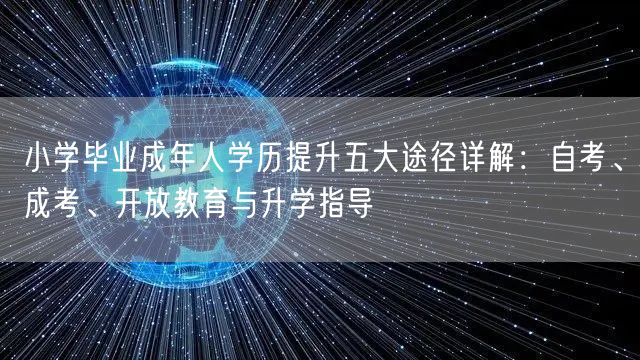 小学毕业成年人学历提升五大途径详解:自考、成考、开放教育与升学指导 小学毕业成年人学历提升五大途径详解:自考、成考、开放教育与升学指导